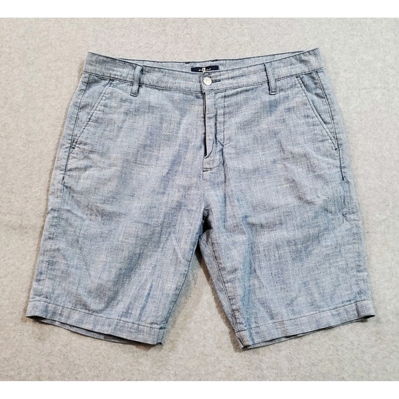 7 For All Mankind 100% Cotton Chino Shorts Men's Size 34 Chambray - Picture 1 of 7